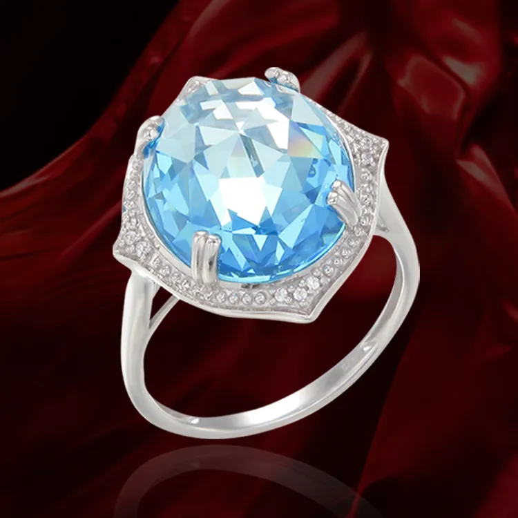 Stunning Cocktail Ring with Blue CZ