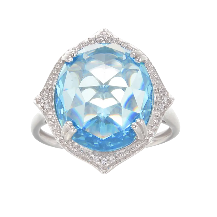 Stunning Cocktail Ring with Blue CZ