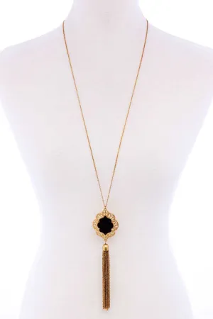 Stylish Chain Tassel Drop Long Necklace