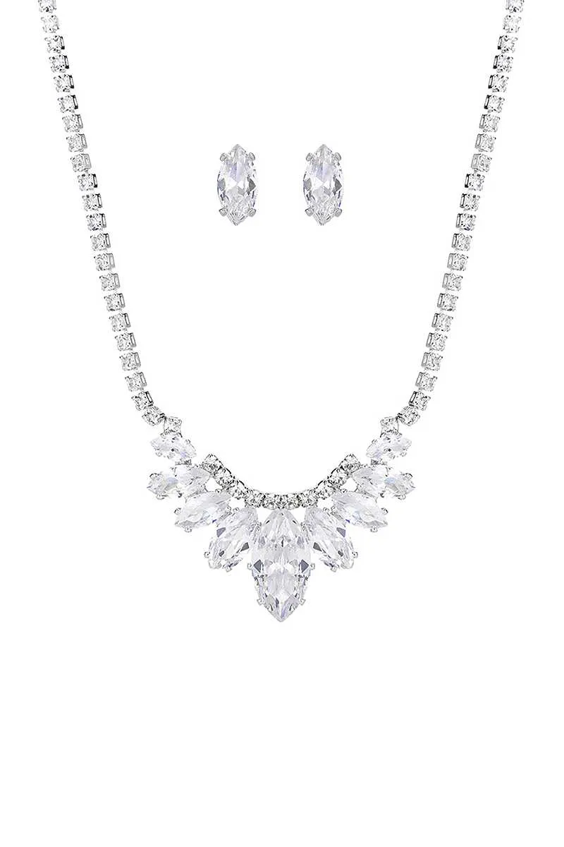 Stylish Crystal Rhinestone Necklace And Earring Set