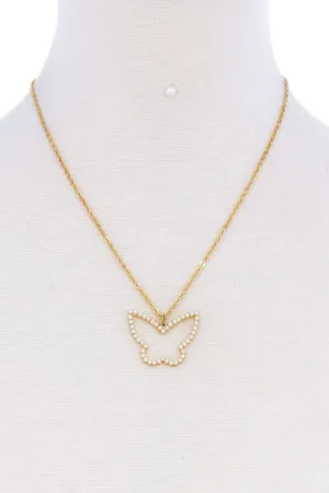 Stylish Cute Butterfly Out Line Necklace And Earring Set