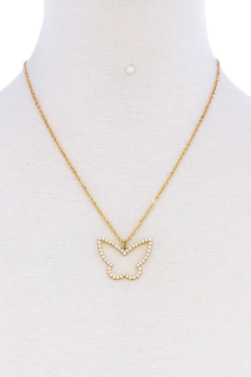 Stylish Cute Butterfly Out Line Necklace And Earring Set