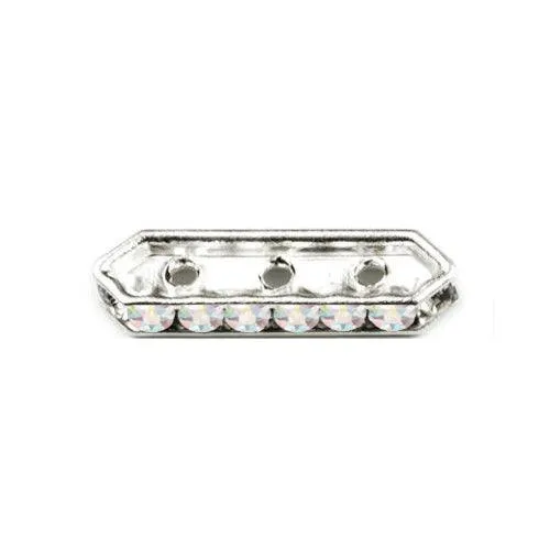 Swarovski 3-Strand 19x5mm Sterling Silver Plated Bridge Spacer - Crystal AB (1 Piece)