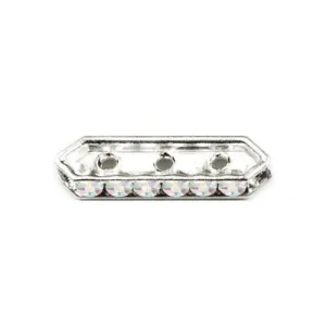 Swarovski 3-Strand 19x5mm Sterling Silver Plated Bridge Spacer - Crystal AB (1 Piece)