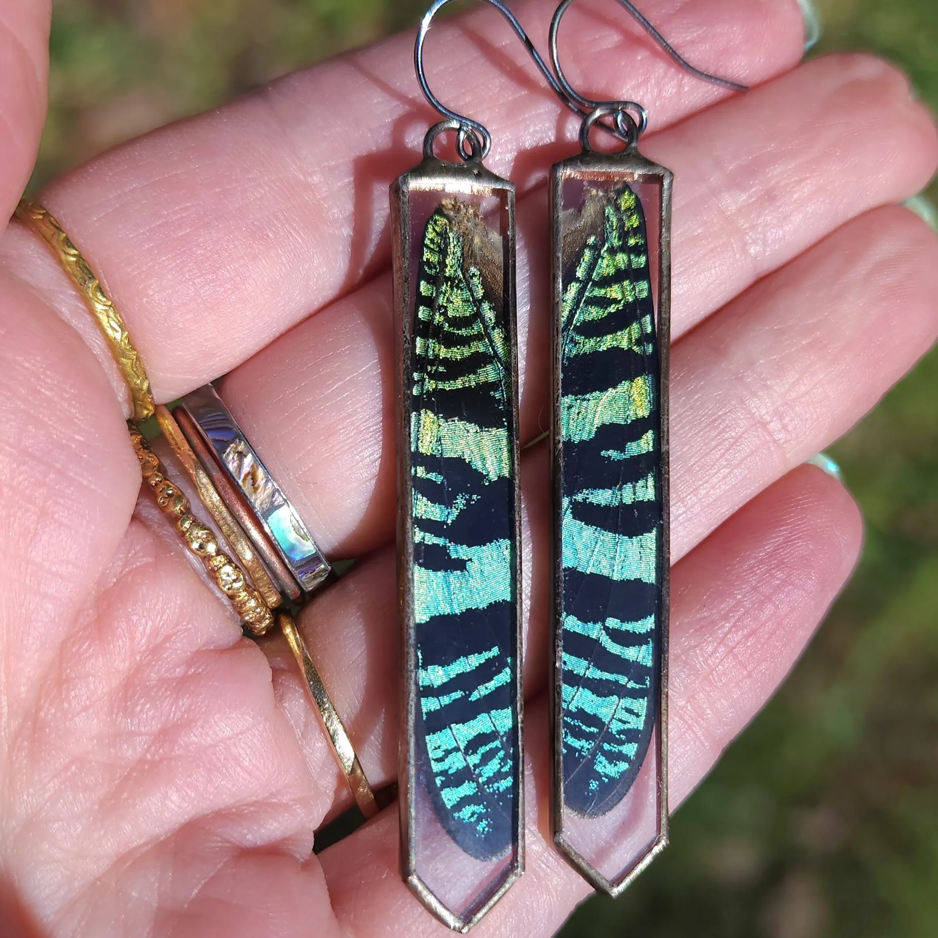 Teal Sunset Moth Ingress Earrings