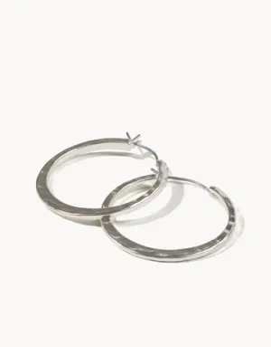 Textured Hoop Earrings Silver