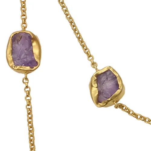 The Alternating Amethyst Rose Quartz Gold Necklace