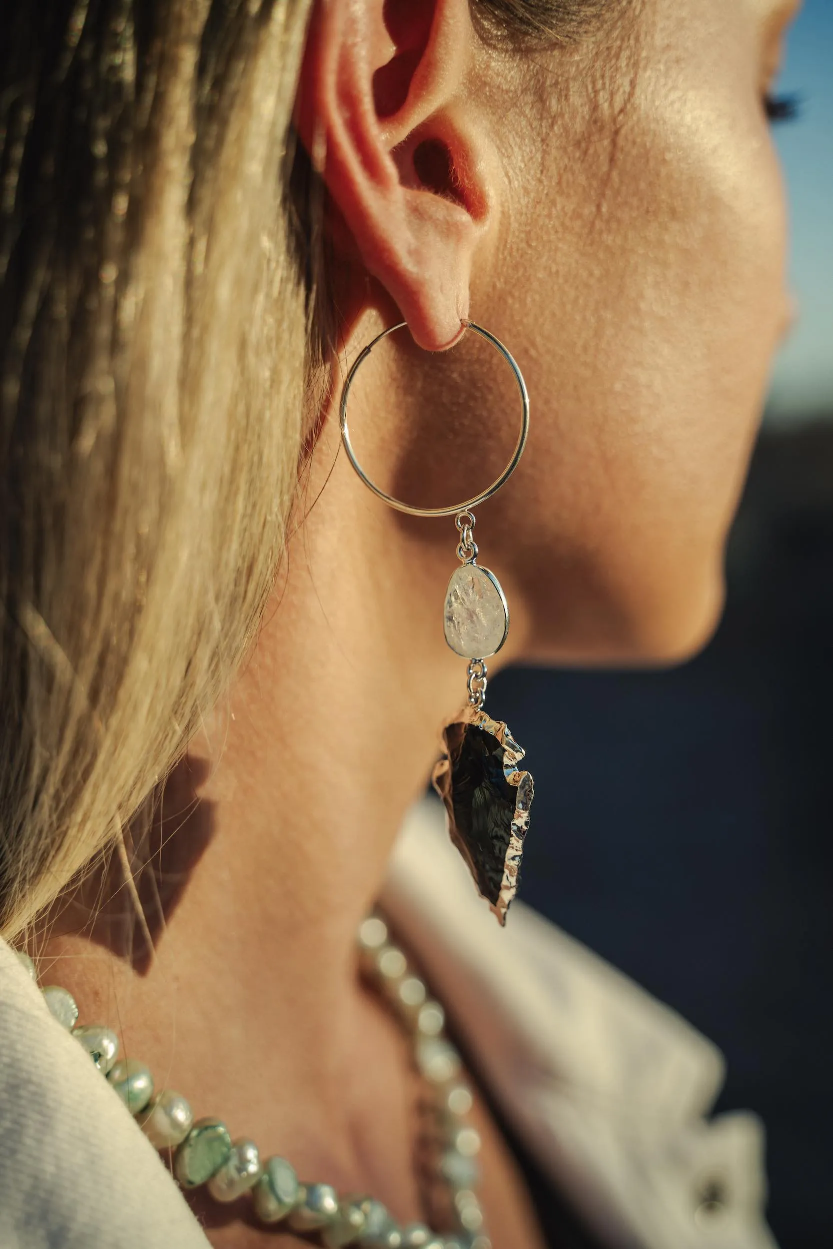 The Way Is Forward Obsidian & Moonstone Earrings