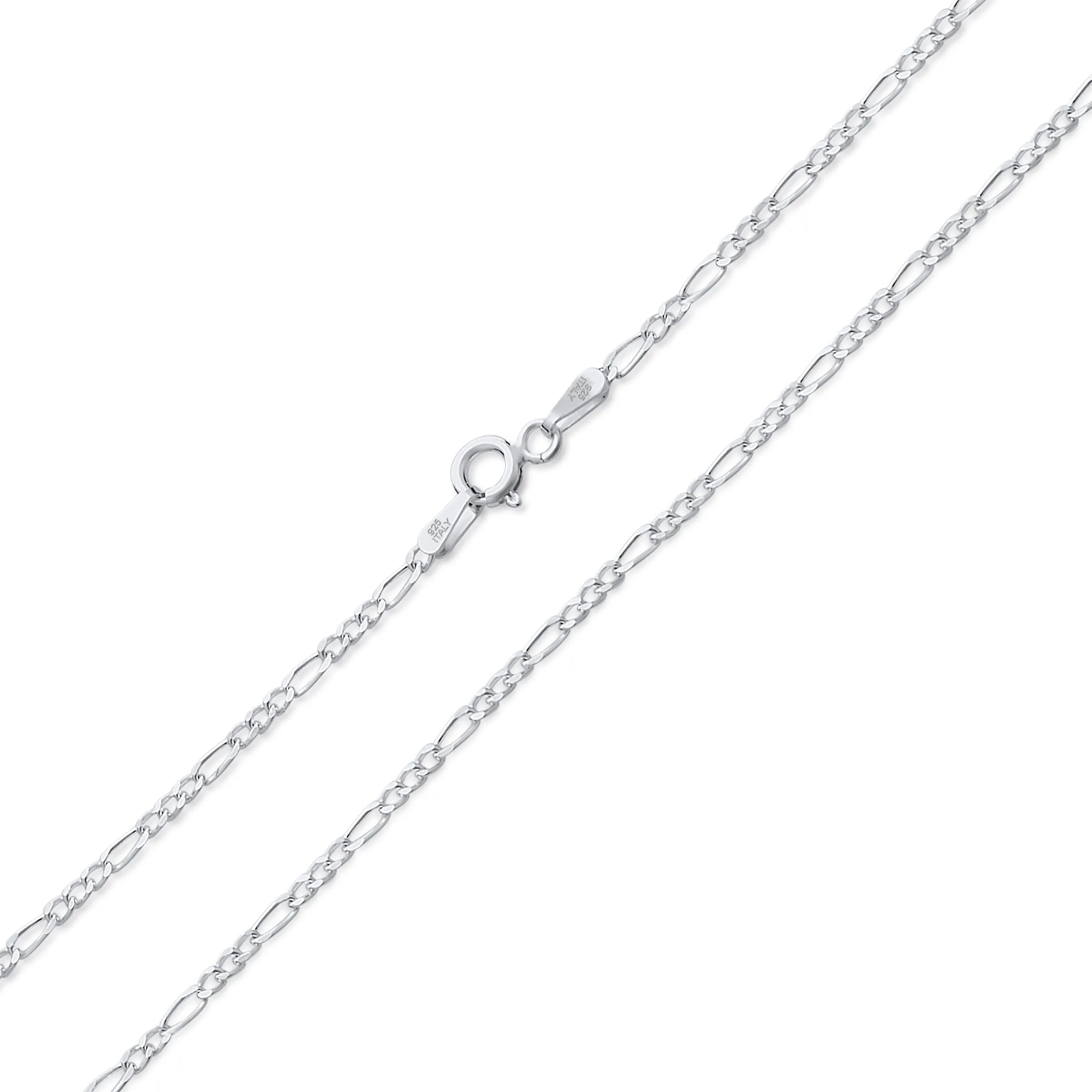 Thin 50 Gauge Sterling Silver Figaro Chain Necklace for Men Made in Italy Nickle-Free