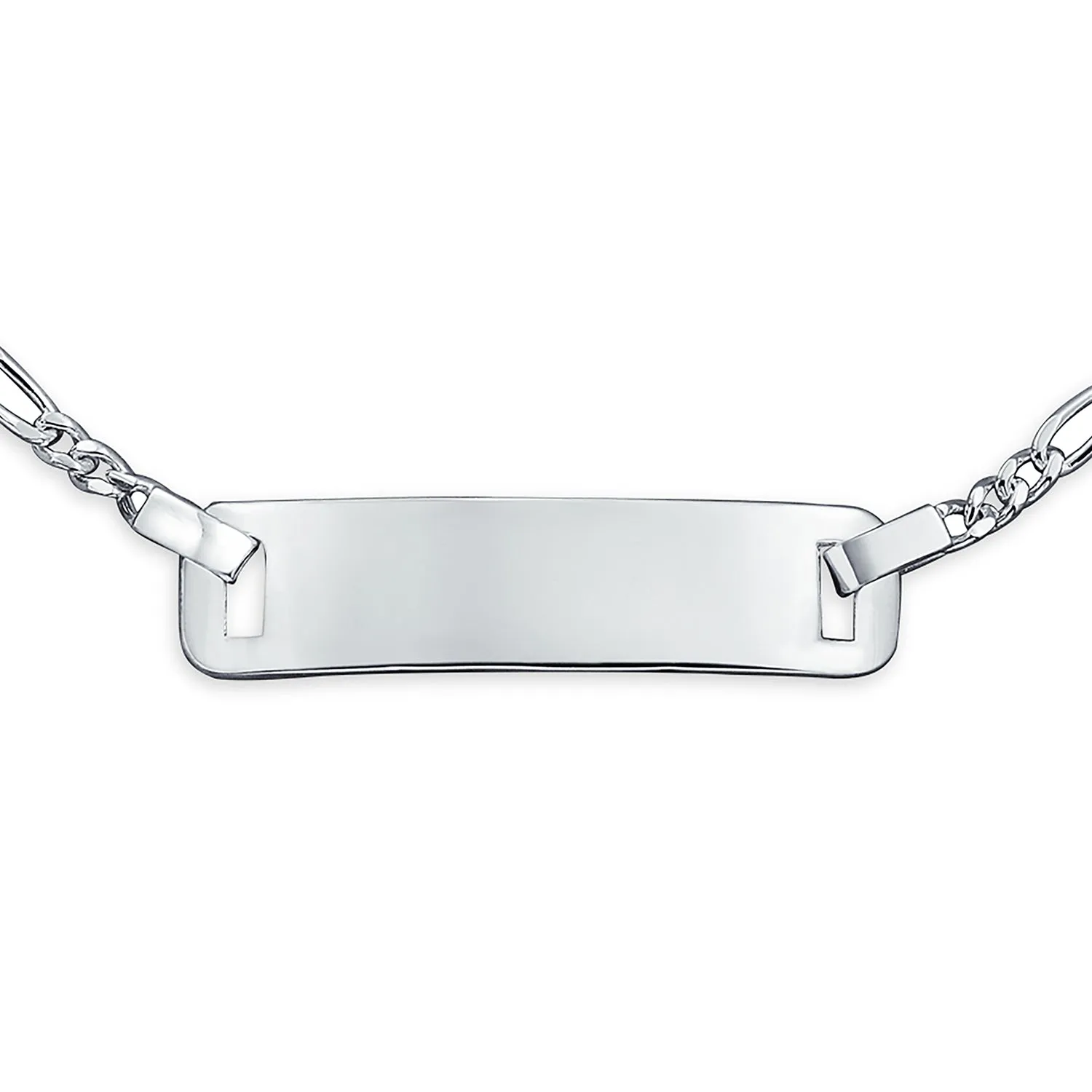 Thin Danity Identification ID Bracelet Figaro Name Plated Wrist For Women Sterling Silver