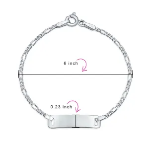 Thin Danity Identification ID Bracelet Figaro Name Plated Wrist For Women Sterling Silver