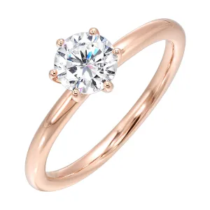 This classic 6-prong solitaire diamond engagement ring is all you need to surprise her! The bold gold band adds to the classic look of the design.