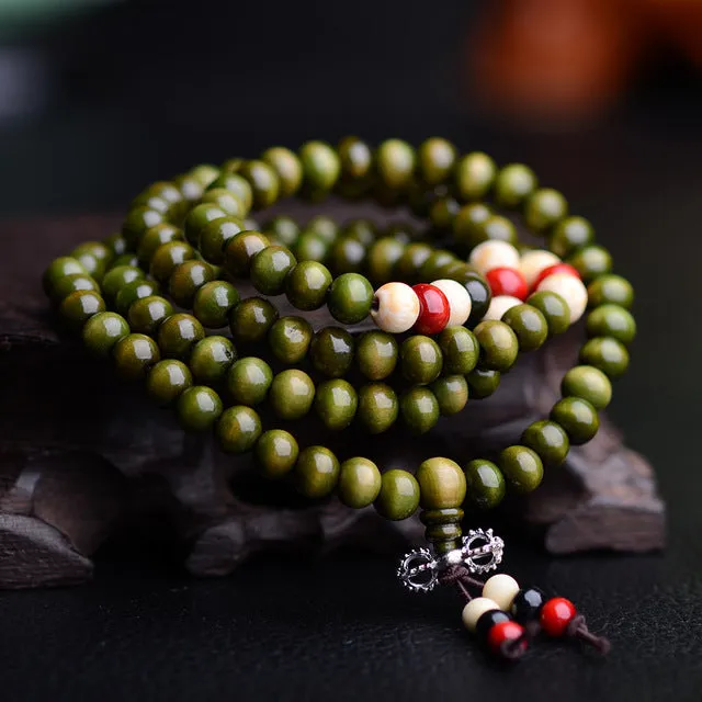 Tibet Ethnic Handmade Dia 6mm Wood Beads Rosary Multilayer Bracelets for Women Jewelry Dia 4mm Imitation Garnet charms bracelet