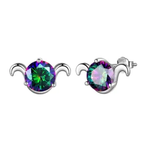 Tokyo Mart Aries Stud Earrings Women Girls Constellation Jewelry Mystic Topaz Sterling Silver