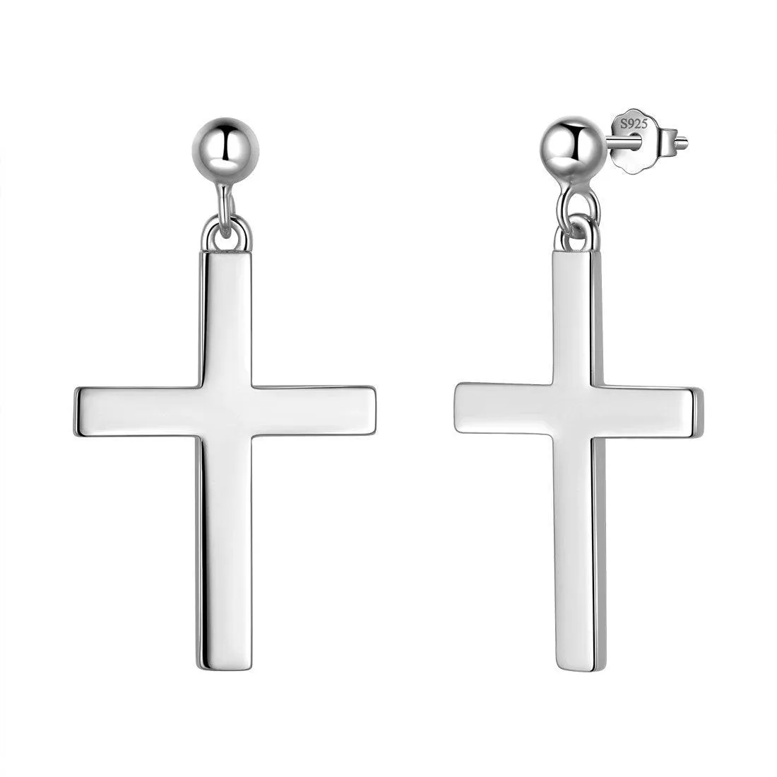 Tokyo Mart Classic Cross Drop Earrings Women Mens Jewelry Sterling Silver