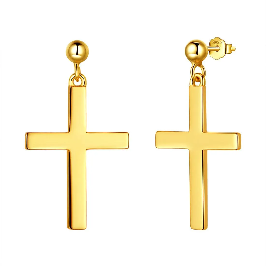 Tokyo Mart Classic Cross Drop Earrings Women Mens Jewelry Sterling Silver