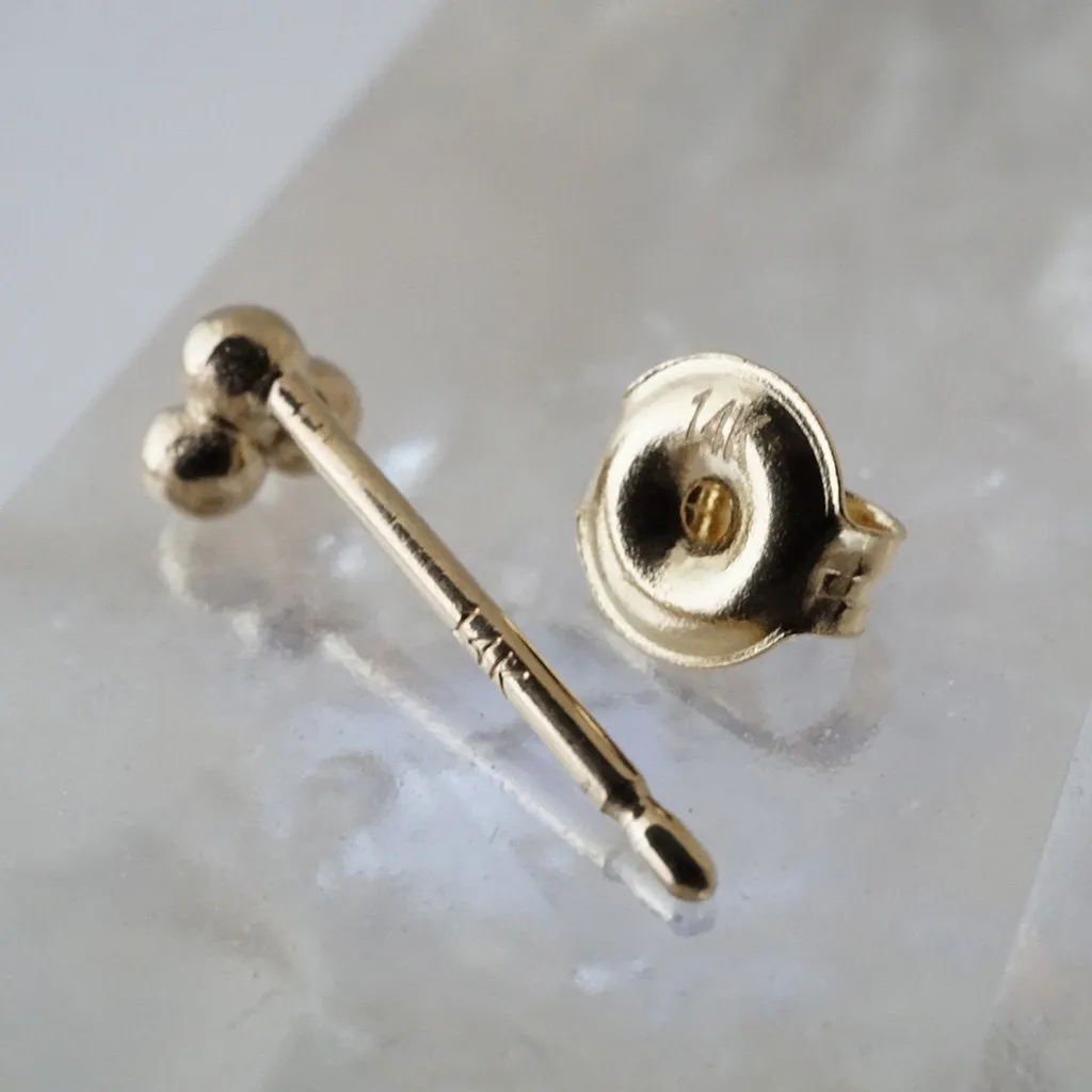 Trinity Ball Studs, 14k Gold