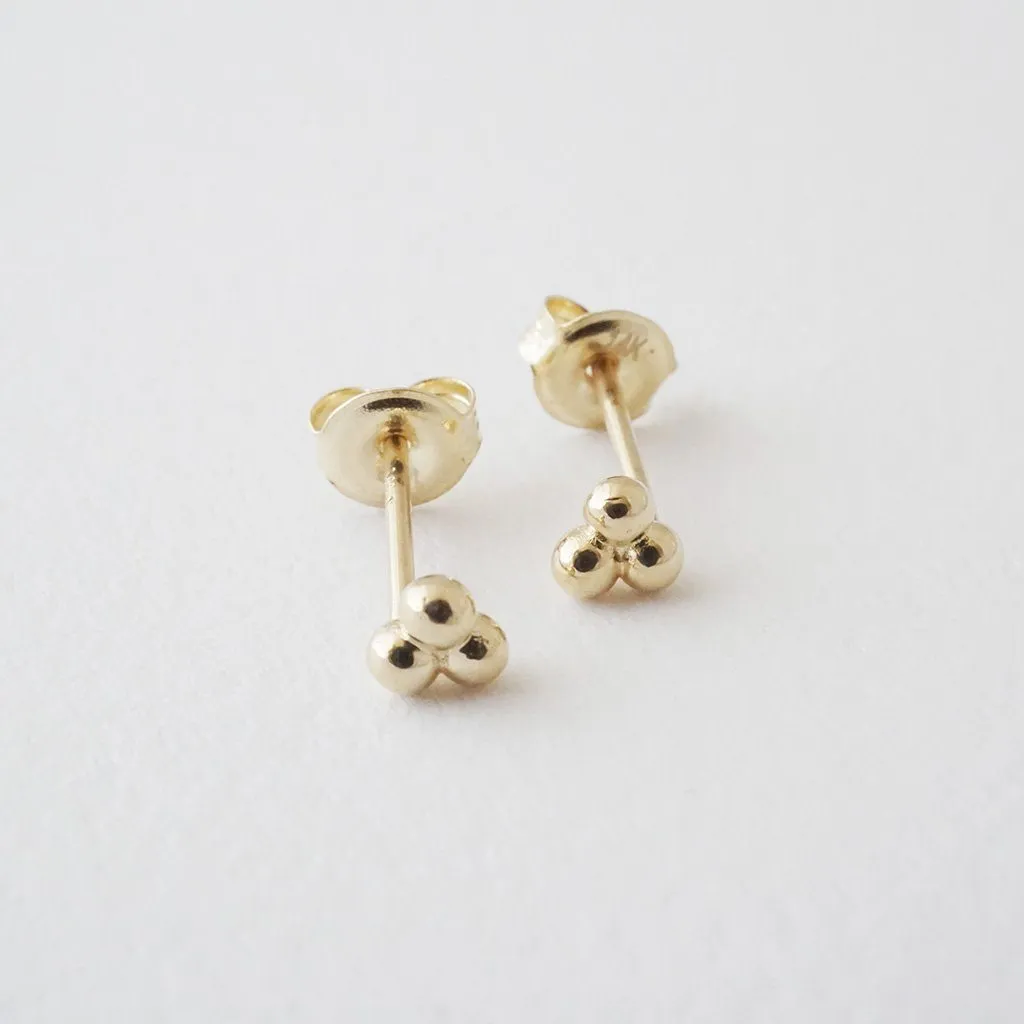 Trinity Ball Studs, 14k Gold