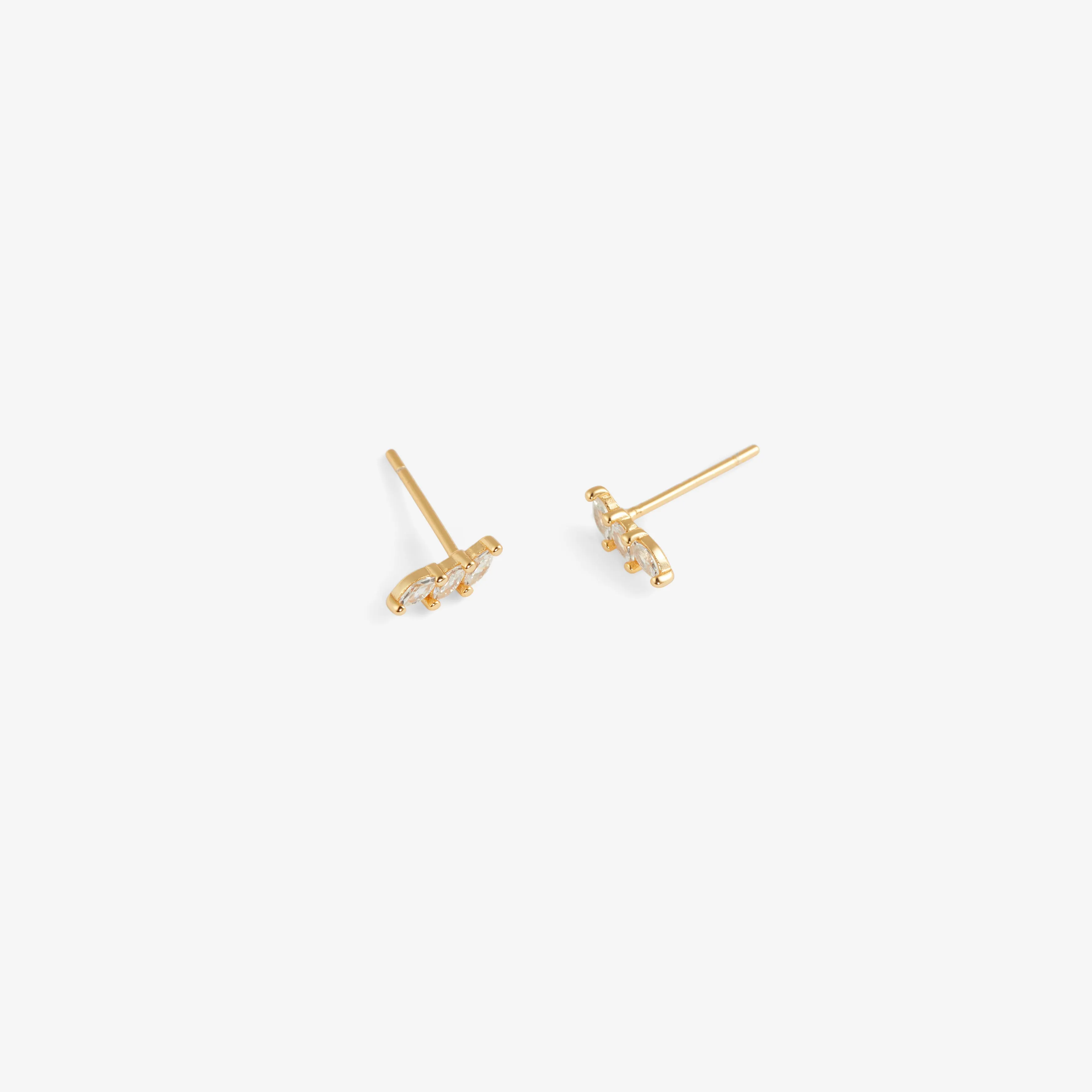 TRIPLE ALIGNED ZIRCONIA STUDS Gold