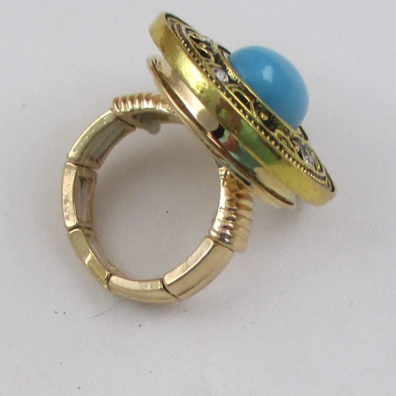 Turquoise Stone  Adjustable Fashion Gold Ring