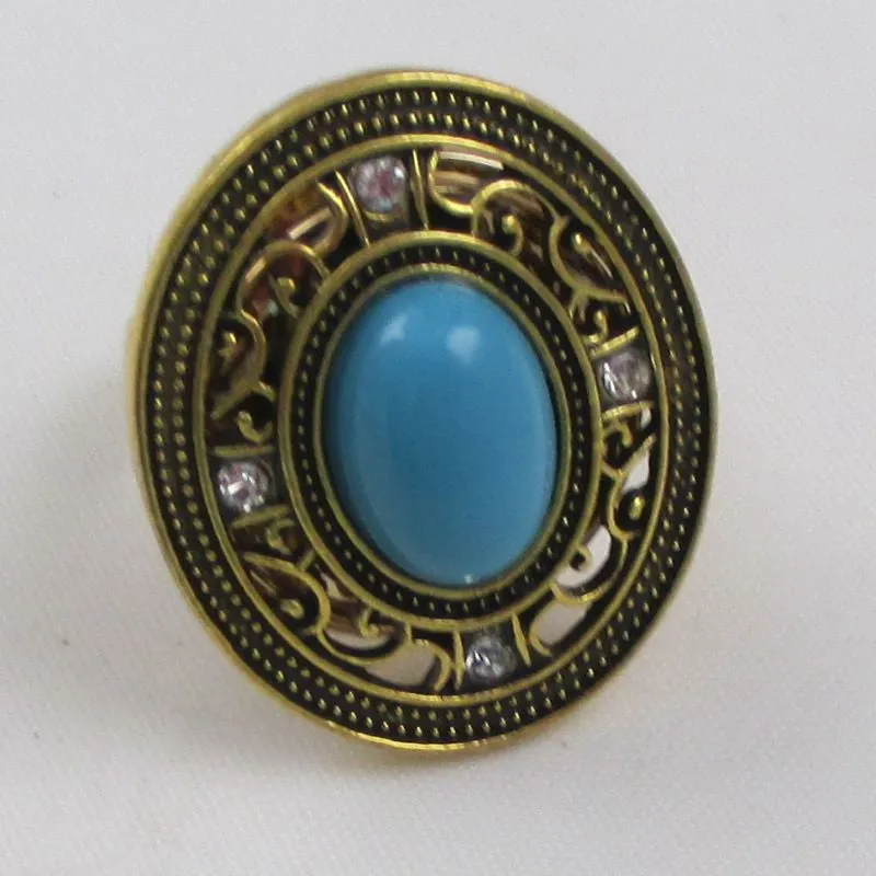 Turquoise Stone  Adjustable Fashion Gold Ring