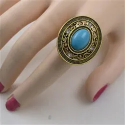 Turquoise Stone  Adjustable Fashion Gold Ring