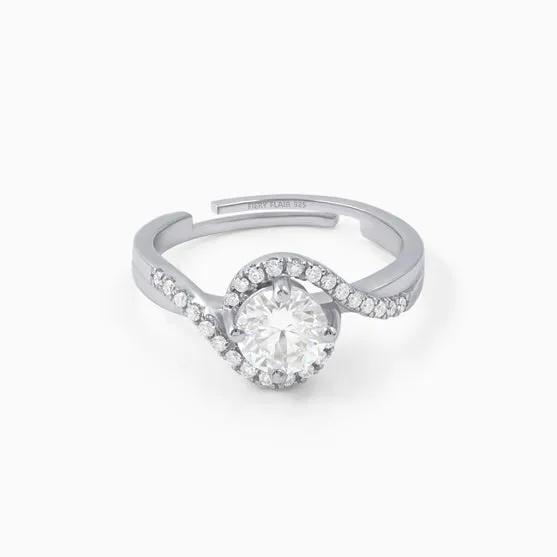 Twisted Solitaire Silver Designer Ring