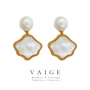 VAIGE Elegant Gold Shell Dangle Earrings