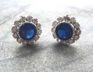 Victorian Sapphire Earrings - Blue Elegant Earrings - Vintage Flower Earrings