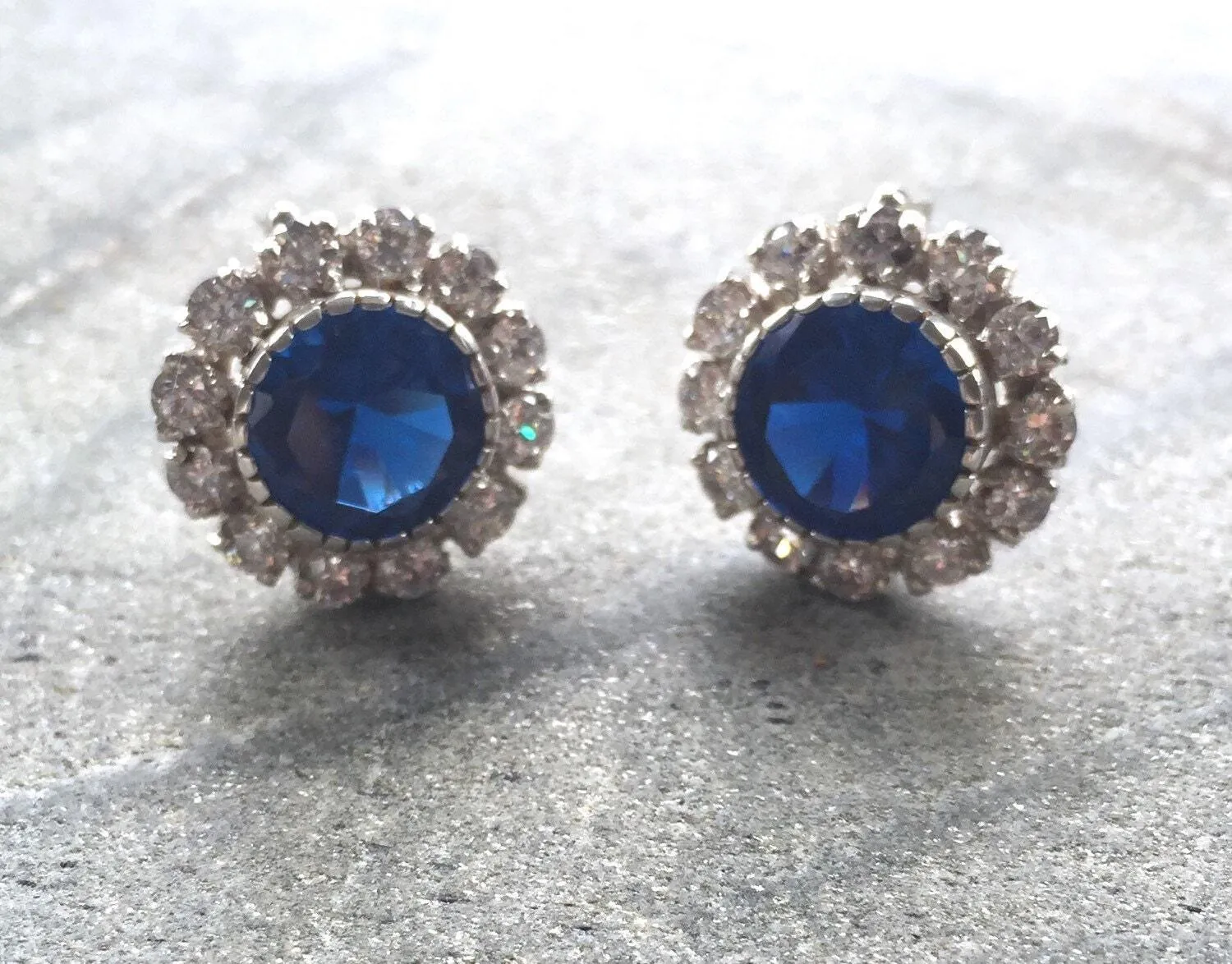 Victorian Sapphire Earrings - Blue Elegant Earrings - Vintage Flower Earrings