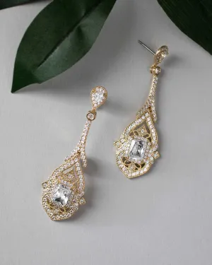 Vintage Emerald CZ Bridal Earrings