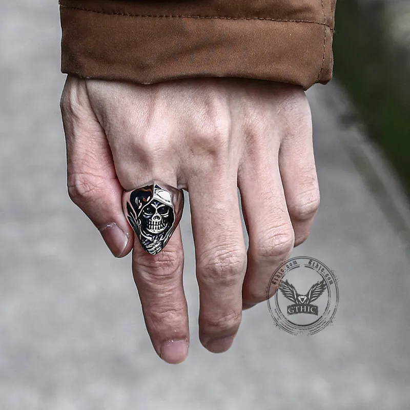 Vintage Grim Reaper Stainless Steel Skull Ring