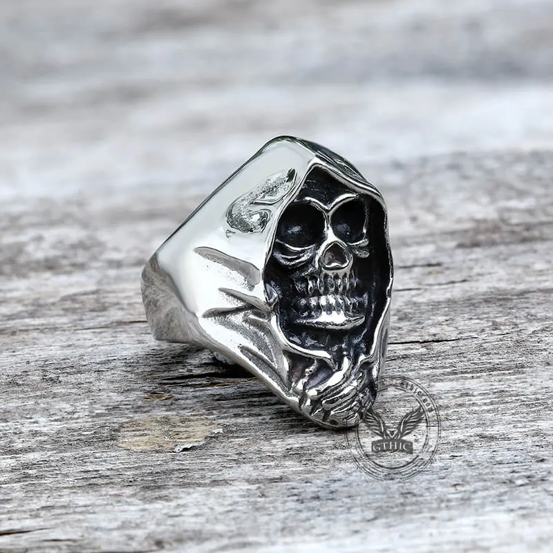 Vintage Grim Reaper Stainless Steel Skull Ring