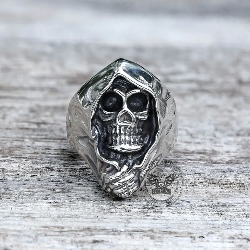 Vintage Grim Reaper Stainless Steel Skull Ring