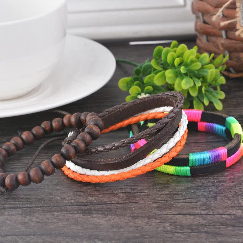 Vintage Multilayer Leather Bracelet Men Jewelry Bohemian Rock Wooden Bead Bracelets For Women Love Vintage Bracelets & Bangles