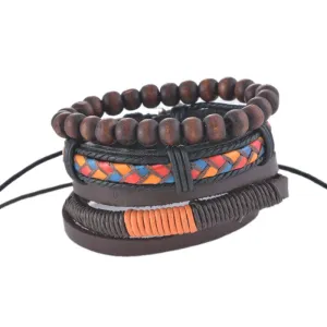 Vintage Multilayer Leather Bracelet Men Jewelry Bohemian Rock Wooden Bead Bracelets For Women Love Vintage Bracelets & Bangles