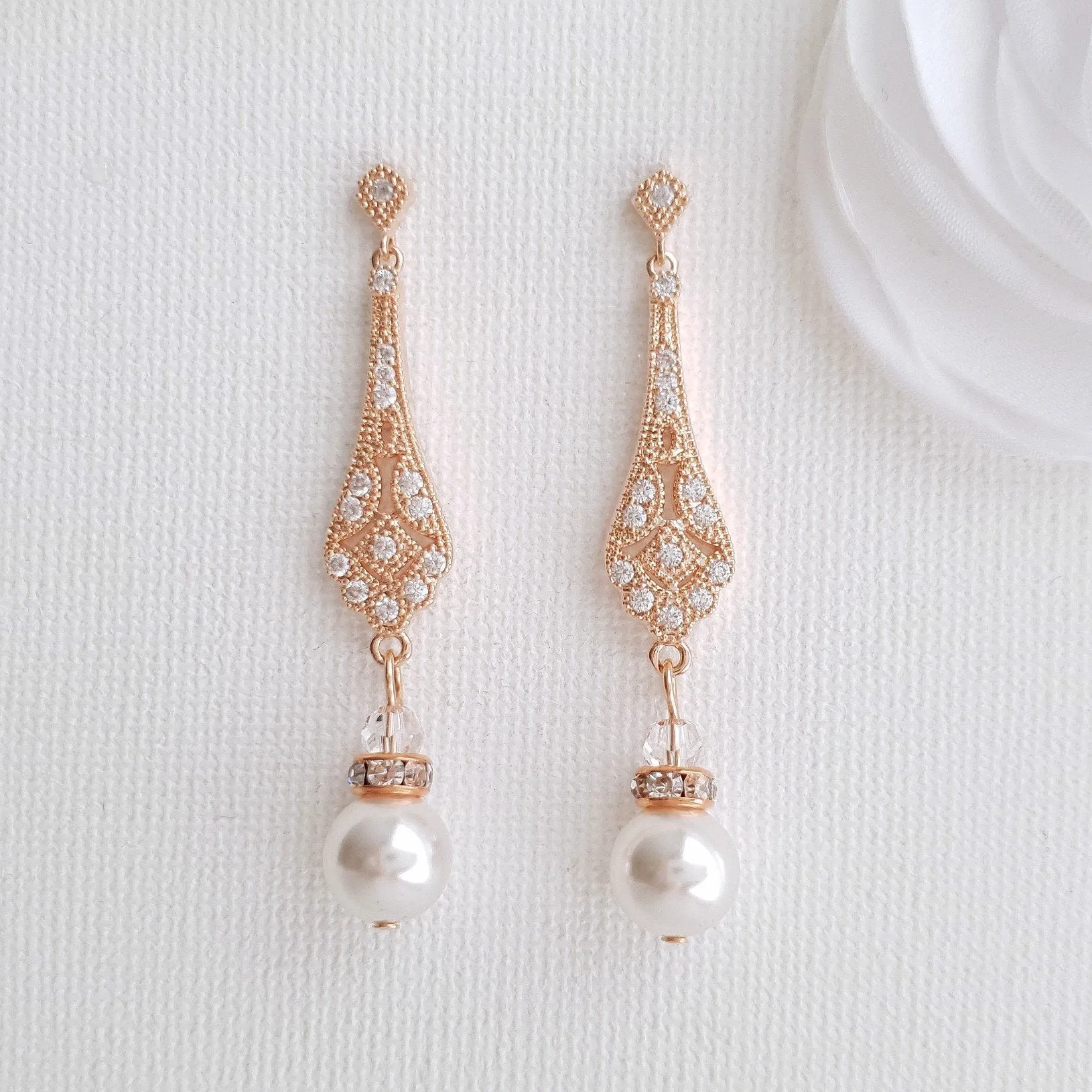 Vintage Round Pearl Drop Earrings-Lisa