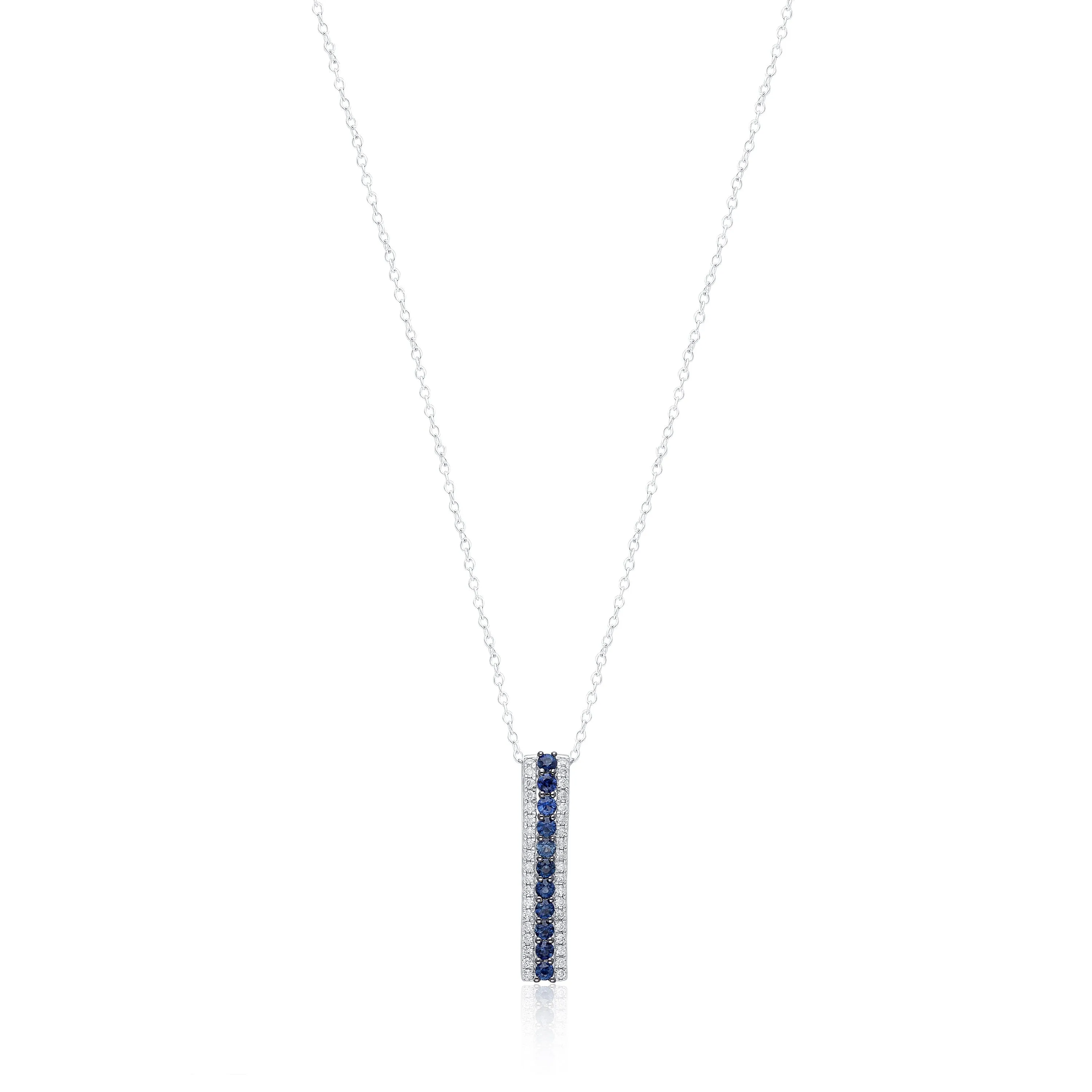 White Gold Sapphire & Diamond Infinite Pendant