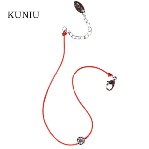 Women Bracelets Red String Hand Rope Simple One Crystal 2 Colors Fashion KUNIU Jewelry New Arrival Bracelets for Lovers