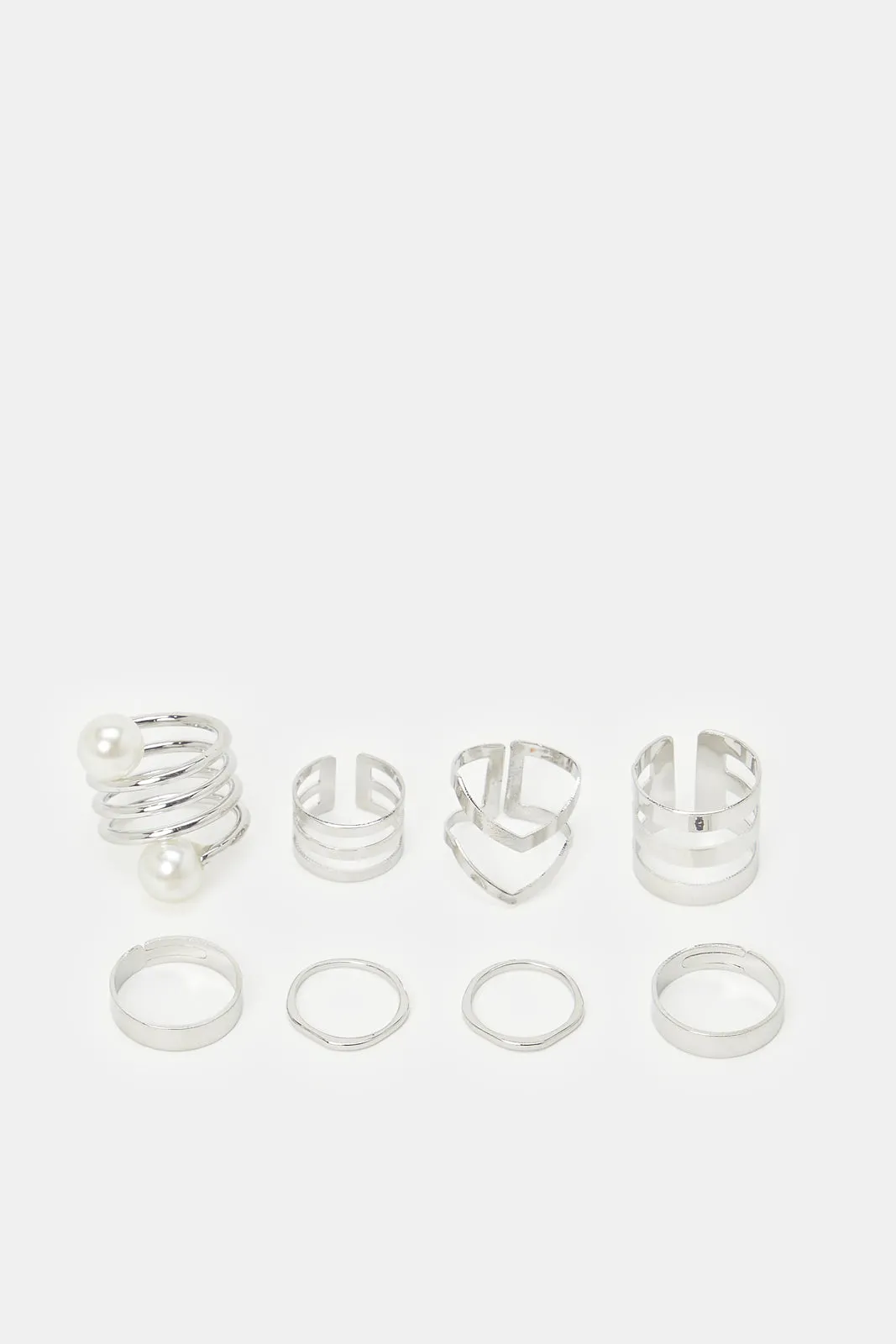 Women Silver Rings (8Piece)