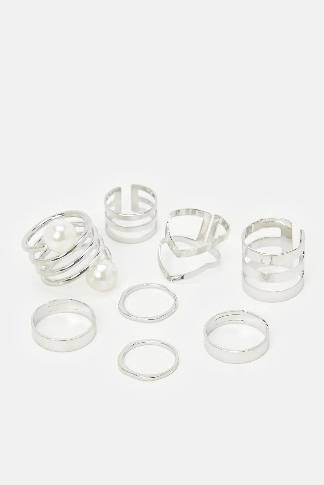 Women Silver Rings (8Piece)