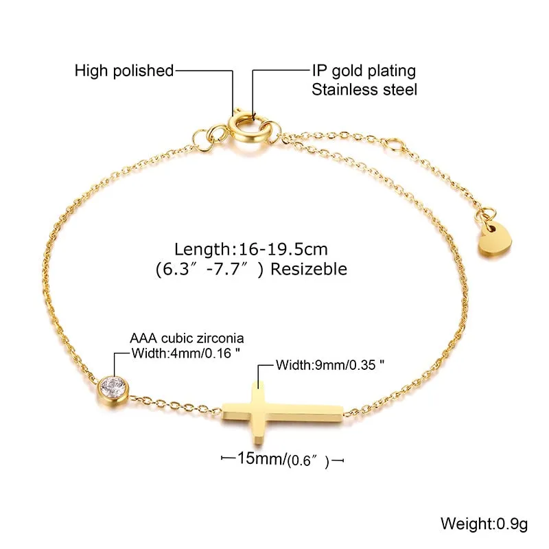 Women Ultra Thin Chain Link Cross Bracelet