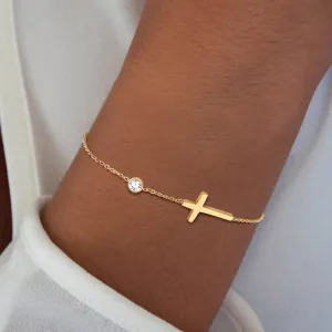 Women Ultra Thin Chain Link Cross Bracelet