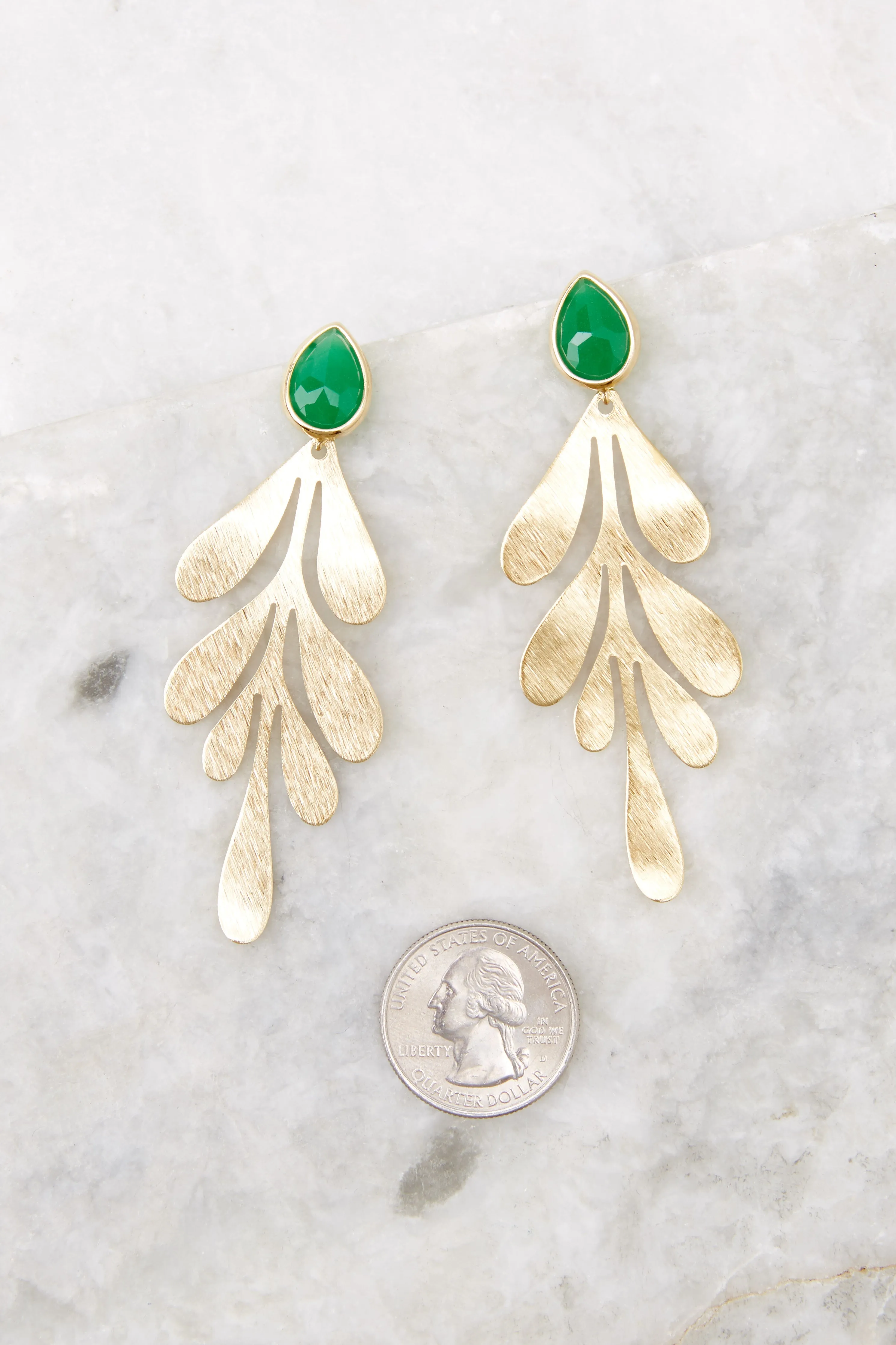 Works Of Art Gold And Green Earrings